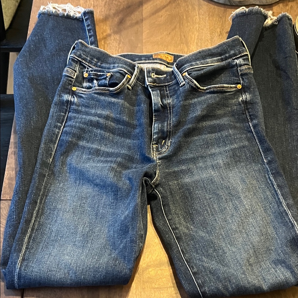 MOTHER Dark Blue Indigo Back-Pocket Jeans - Picture 8 of 8